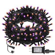 Purple &amp; Orange Halloween String Lights, 33Ft 100 Led Connectable Black Wire 8 M - £20.55 GBP