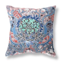 16&quot; X 16&quot; Sky Blue And Pink Blown Seam Geometric Indoor Outdoor Throw Pillow - £40.42 GBP