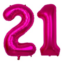 40Inch Hot Pink 21Th Helium Foil Number 21 Balloons Large Figures Inflat... - $12.99