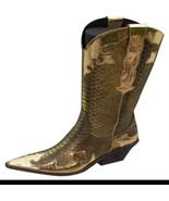 Donald Pliner Western Metallic Pitone Snake Leather Boot Shoe New $695 G... - $380.22 CAD