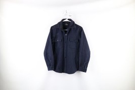 Vintage 60s Streetwear Boys Large Thrashed Wool CPO Button Shirt Jacket Blue - £47.29 GBP