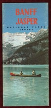 Banff and Jasper National Park Vintage Brochure Canada Travel Map Lake - $21.00