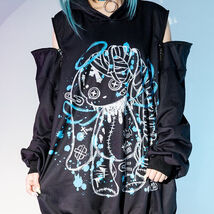 Punk Emo Angel Wing Bunny Ears Shoulder ZIP Hoodie ONE SIZE - $60.00