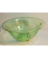 Green Uranium 8&quot; Bowl Ribbed Pattern Rolled Edge - $48.02 CAD