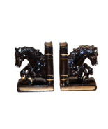 Vintage Black Gold Horse Ceramic Bookends Japan Pen Holders Decor Redwar... - $230.07 MXN