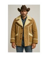 SILTON Men's 42/L Vintage 70s Tan Suede Shearling Coat Marlboro Man Ranc... - $272.25