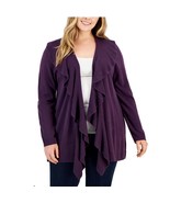 Karen Scott Womens M Purple Dynasty Cascading Ruffle Cardigan Sweater NW... - $23.51