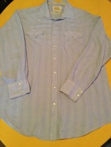 Size 18-36 Ely Cattleman shirt Tall Man western L/S blue striped mens - £15.68 GBP