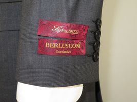 Men Suit BERLUSCONI Turkey 100% Soft Italian Wool Super 180's #Ber26 Gray Plaid image 9