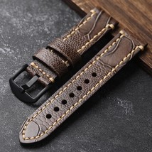 Top Italian Thick Leather Handmade Watch Strap 22mm Brown Black - £23.64 GBP