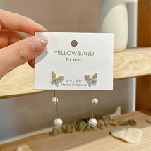 Trend butterfly Pearl Long Earrings for women Moon Star Flower Rhinestone Weddin - £10.30 GBP