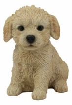Ebros Realistic Adorable Sitting Golden Labradoodle Puppy Statue 6.5&quot; H - £23.58 GBP