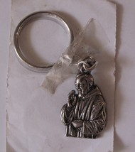 Padre Pio Religious Silver Keyring with Prayer on Back - £6.04 GBP
