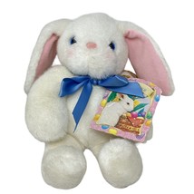 Hallmark Little Springer Bunny Rabbit Plush Vintage Easter White Blue Eyes Bow - £9.58 GBP