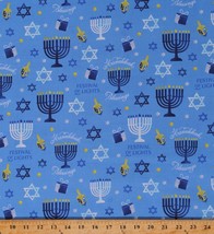 Cotton Hanukkah Jewish Holiday Christmas Candle Fabric Print by the Yard D406.38 - £10.19 GBP