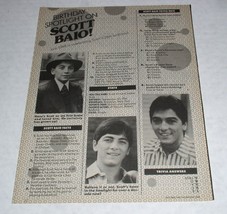 Scott Baio Tiger Beat Star Magazine Photo Article Clipping Vintage Oct. 1987 - £9.43 GBP