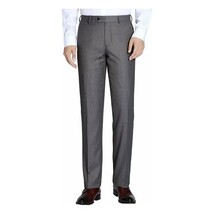 Men Renoir Flat Front Pants 100% Wool Super 140's Classic Fit 508-3 Mid gray image 12