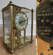 vintage carriage clock S. HALLER SIMONSWALD brass GERMANY glass sides HA... - $70.11