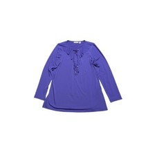 Susan Graver Shirt Women Blouse Medium Purple Top Ruffled Tie Neckline Q... - £15.97 GBP