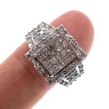 3Ct Princess Cut Lab-Created Diamond Women Cluster Ring 14k White Gold P... - $195.99