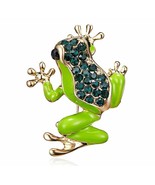 Stunning diamonte gold plated vintage look frog christmas brooch cake pi... - $24.54