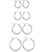 4 Pairs Big Hoop Earrings, Stainless Steel Hoop Earrings in Gold Plated ... - £15.58 GBP