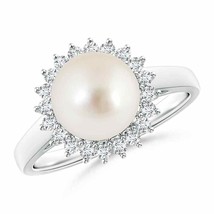 ANGARA 9mm South Sea Pearl Ring with Floral Halo in Silver for Women, Girls - £420.74 GBP+