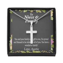 For Niece To My Niece And Family Proud And Blessed Cross Card Necklace w Stainl - £38.04 GBP+