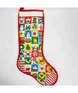 Vintage Pre Printed Quilt like Patchwork Christmas Stocking Mantle Decor - $20.16 CAD