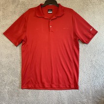 Nike Golf Polo Dri Fit Standard Fit Solid Red Athletic Golf Shirt Men Si... - $12.87