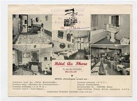 Hotel Au Phare Advertising Card with Brussels Bruxelles Belgium Map - $17.82