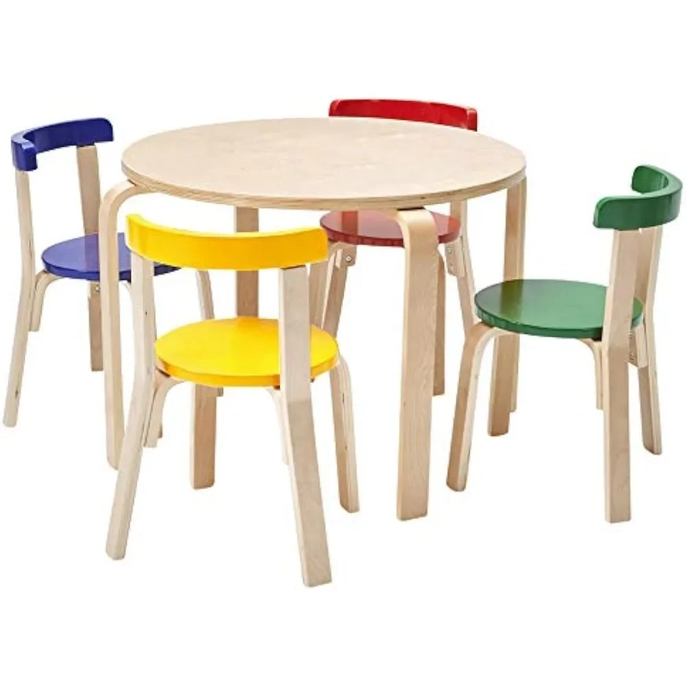 Bentwood Round Table and Curved Back Chair Set Kids Furniture Children T... - $241.36