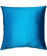 Pillow Decor - Sankara Peacock Blue Silk Throw Pillow 16x16 (FB1-0001-06... - £31.59 GBP