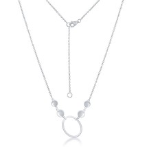 Sterling Silver Open Oval with Flat Shiny Discs Necklace - £49.36 GBP