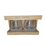 NEW Rae Dunn Mr. Mrs.  Set/2 Stemless Wine Glasses Clear with Frosted Bo... - $325.57 MXN