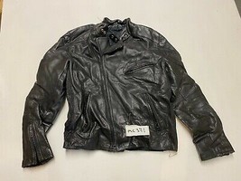 Vintage Motorcycle Black Leather Jacket Label 50 Armpit/armpit 20&quot; (mc371) - £52.63 GBP