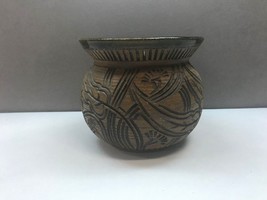 Vintage Handcrafted Clay Pottery Planter Pot 1988 Glazed Carved Signed - £24.90 GBP
