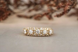 Ladies Diamond Ring, Half Eternity Band, Cluster Design Ring, 10K Solid Gold, Na - £640.67 GBP