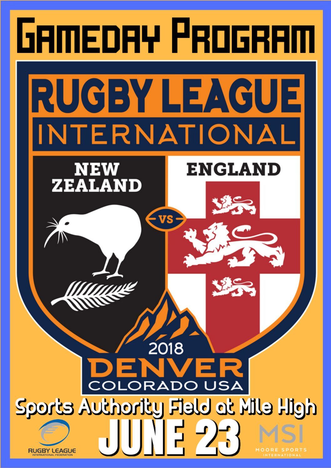 2018 Test: New Zealand v England at Mile High Stadium rugby league progr... - $3.75
