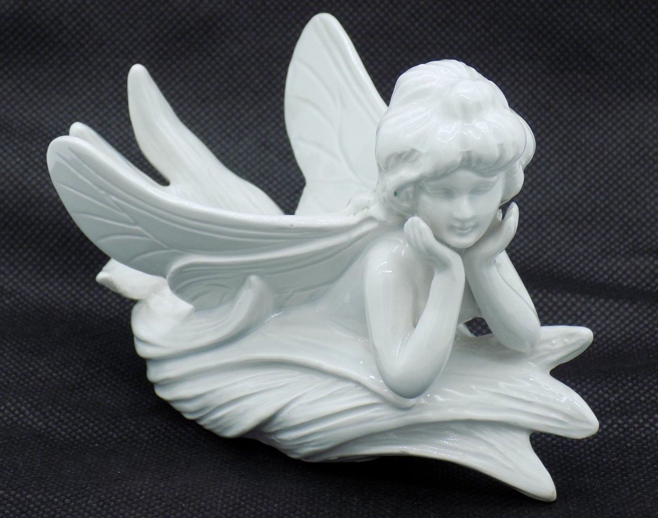 Vintage Fitz & Floyd Art Nouveau Fairy Candle Holder Figurine White Porcelain - $15.83