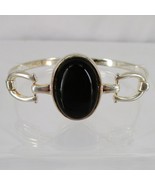 Vintage Designer Bangle Bracelet 25mm Onyx Sterling Silver Silver Unltd ... - €42,97 EUR