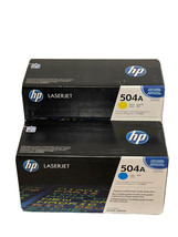GENUINE HP 504A CE251A Cyan CE252A Yellow Toners Lot of 2 New Factory Sealed Box - $56.10