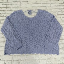 Candies Sweater Womens 3X Purple Long Sleeve Open Knit Scalloped Hem Pul... - $24.95