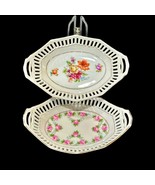 Vintage Schumann Bavaria Reticulated Porcelain Oval Bowls 2 Florals Gilt... - £9.80 GBP