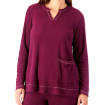 Logo Lounge By Lori Goldstein Brushed Loop French Terry Top- Plum, XX-SMALL - £21.01 GBP