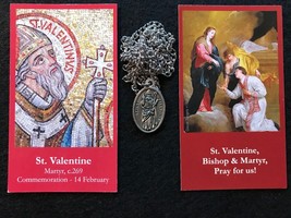 St. Valentine, patron saint of engaged couples, Necklace with Three Pray... - $15.95