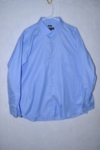 Pronto Uomo 18&quot;  34/35 Non Iron Slim Fit Long sleeve Men&#39;s Blue Shirt - $15.99
