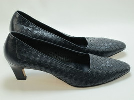 Amalfi Navy Weave Leather Classic Pumps Size 12 AAAA US Near Mint Italy - $23.82