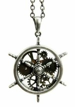 Ebros Gift Steampunk Naval Battleship Helm Necklace Alloy Pendant Jewelry - £14.93 GBP