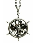 Ebros Gift Steampunk Naval Battleship Helm Necklace Alloy Pendant Jewelry - £15.13 GBP